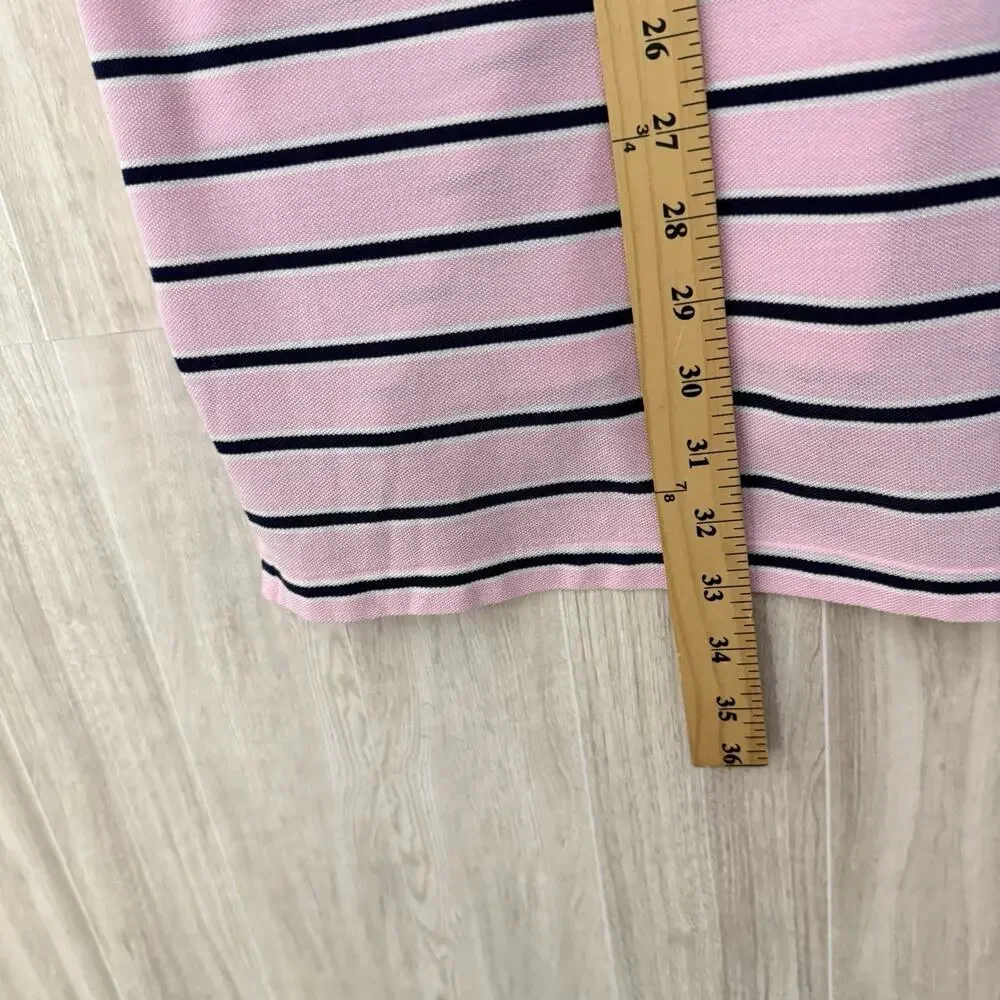 Polo Ralph Lauren Shirt Mens XL Pink With Blue/White Stripes Short Sleeve Pima